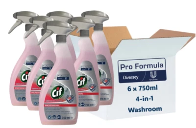 Cif Pro Formula 4-in-1 Washroom Cleaner & Disinfectant Ready To Use 6 x 750ml