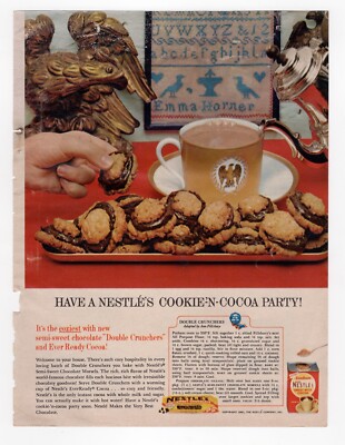 vintage 1961 mag print ad HAVE A NESTLÉ'S COOKIE-N-COCOA PARTY! dessert food