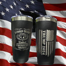 Trump 2024 2-Sided Laser engraved Insulated Tumbler Save America MAGA