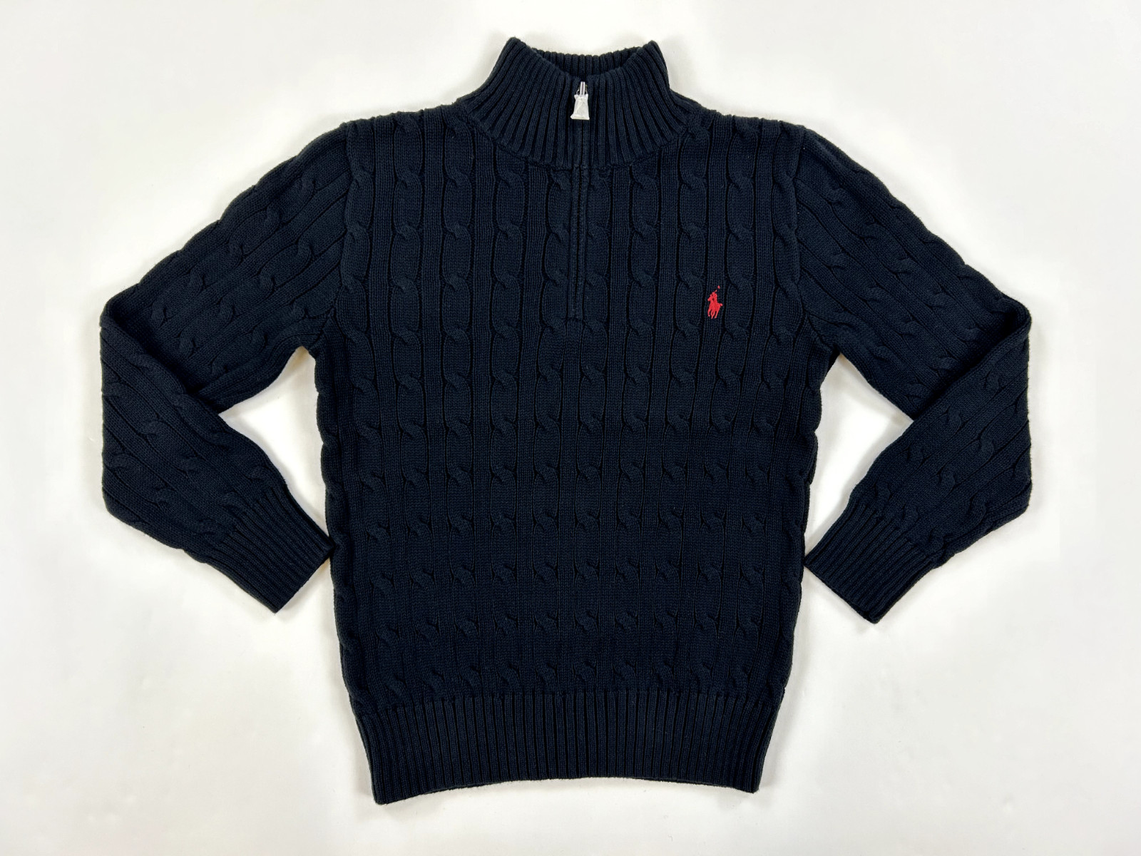 Свитер Polo Ralph Lauren Boys с длинным рукавом и застежкой-молнией 1/4 из хлопка кабельной вязки - Размер 8