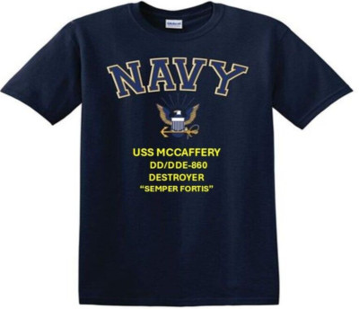 USS MCCAFFERY   DD/DDE-860* DESTROYER*EAGLE SHIRT*NAVY OFFICIALLY LICENSED