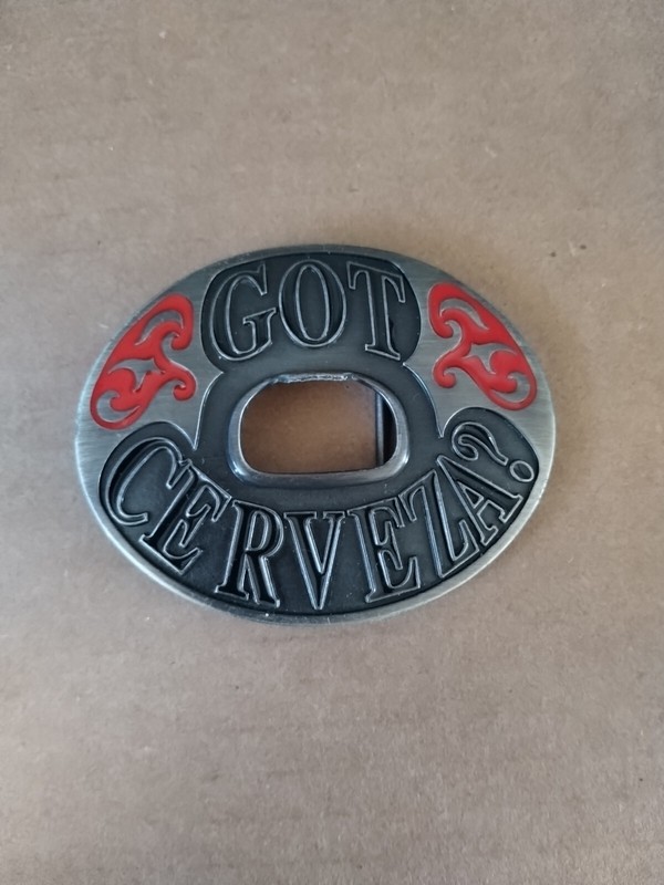 got Cerveza belt buckle bottle opener