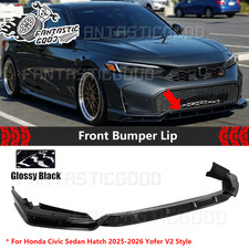 For Honda Civic Sedan Hatch 2025-26 Yofer V2 Style Glossy Black Front Bumper Lip