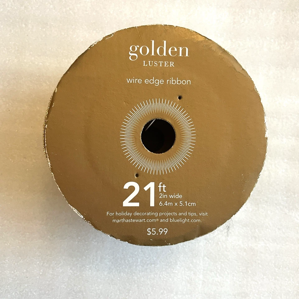 Martha Stewart Golden Luster Wire Edge 21 ft  2" Wide Ribbon Metallic 2002 New - Image 3 of 4
