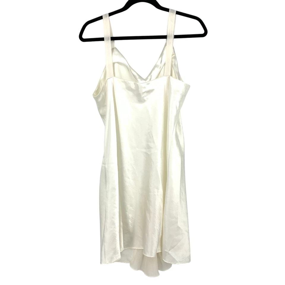 Vestido sin tirantes vintage de satén Y2K para mujer talla grande blanco crema detalle de lazo Foto 2 de 4