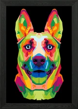 colorful dog on pop art Framed Wall Art Poster Canvas Print Picture