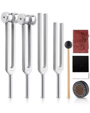 Tuning Forks for Healing Set-128Hz, 136.1Hz, 256Hz, 384Hz Weighted Unweight...