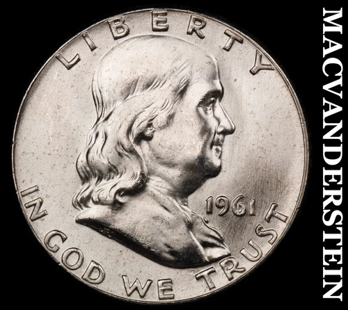 1961 Franklin Half Dollar- Silver- Choice Gem Brilliant Unc+++ Luster #J2345