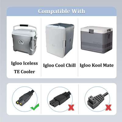 12V Car DC Power Cord for Igloo Cool Chill, Kool Mate, Iceless Cooler