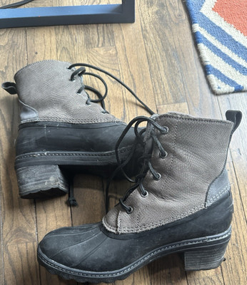 Sperry Womens Duck Boot Water Resistant Gray/Black Ankle Lace-Up US 9