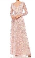 Mac Duggal Illusion Sleeve Floral Dress Size 10