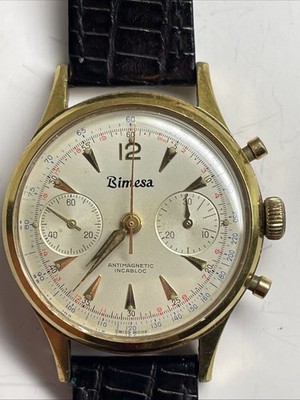 Bimesa Chronograph Swiss Handwinding 17J Landeron GP 1960s 36mm Mens