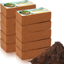 Pack of 10 Organic Coco Coir Bricks - Compressed Coconut Fiber Substrate