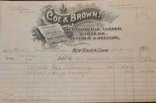 1905 Coe & Brown Leather Oil Belt Billhead Receipt New Haven Connecticut 