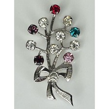 TK Brooch Pin Pendant Sterling Silver Rhinest...