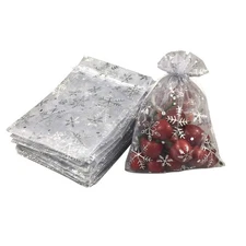 100PCS 5x7Inch Christmas Drawstring Organza Jewelry Favor Pouches Wedding Par...