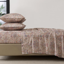California King 4-Piece Long-Staple Cotton Sheet Set, Vintage Brown Paisley