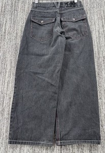VTG Boy’s Baggy Mecca Black/Gray Jeans Y2K Skater Cyber Sz 10 24x23 Distressed