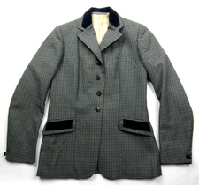 Vtg Pytchley English Fox Hunt Riding Tweed Jacket XS Velvet Collar Equestrian