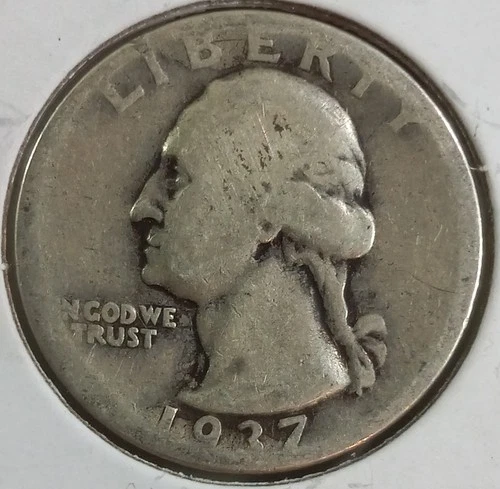 1937-P WASHINGTON 90% SILVER QUARTER (Good Details)