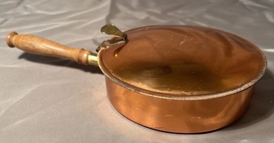 VTG Tagus Portugal #R83 Copper Crumb Tray Ashtray Silent Butler w/ Wood Handle