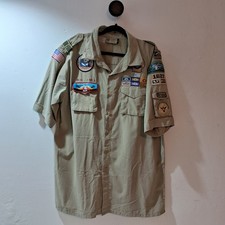 Boy Scouts of America Uniform Shirt Large Khaki Vented Stitched Microfiber
