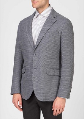 HACKETT London Brushed Cotton Htooth Gray Blazer Jacket Sz 50 (40) Auth