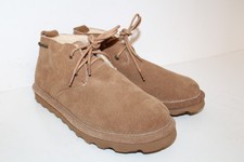 Bearpaw Suede Leathe Lace Up Ankle Boots Booties Womens Sz 8 Sheepskin Footbed