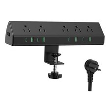 45W Fast Charging Station,Desk Clamp Power Strip,4 PD USB-C 6 FT Cable Black