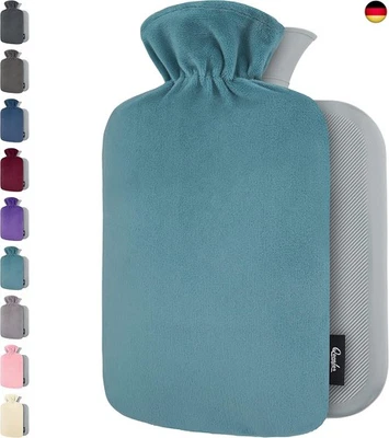 QOMFOR Wärmflasche mit Bezug ? Weicher Premium Vliesbezug ? 1,8l groß Wärmeflasche, Wä