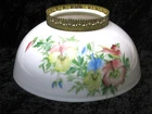 Vintage/Antique 14" Hand Painted  Floral Milk Glass Dome Hanging Oil Lamp Shade