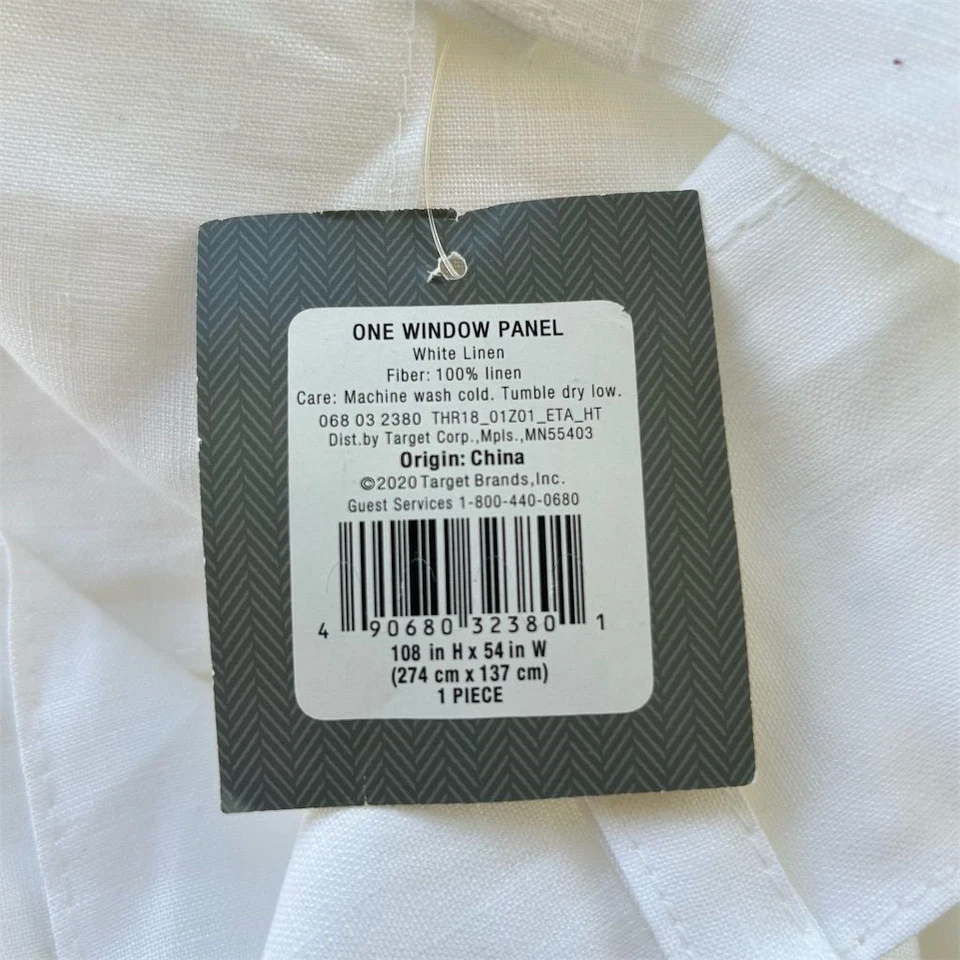 NWT Threshold White Linen Light Filtering Window Panel 54x108" Classic Style - Image 2 of 4