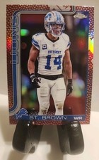 2025 Topps NFL Chrome Football Amon-Ra St. Brown Football Leather Refractor