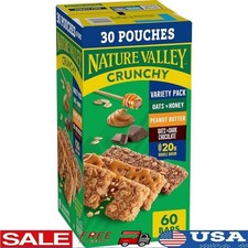 Granola Bars Variety Pack Oats Honey Peanut Butter Dark Chocolate Snack 60 Bars