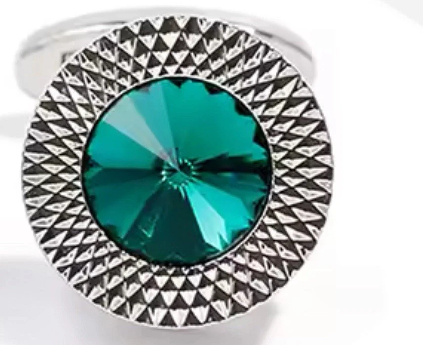 PARA HOMBRES PREMIUM CRISTAL Gemelos Verde Par Boda LUX Gemelos EN BOLSA DE REGALO UK Foto 4 de 4