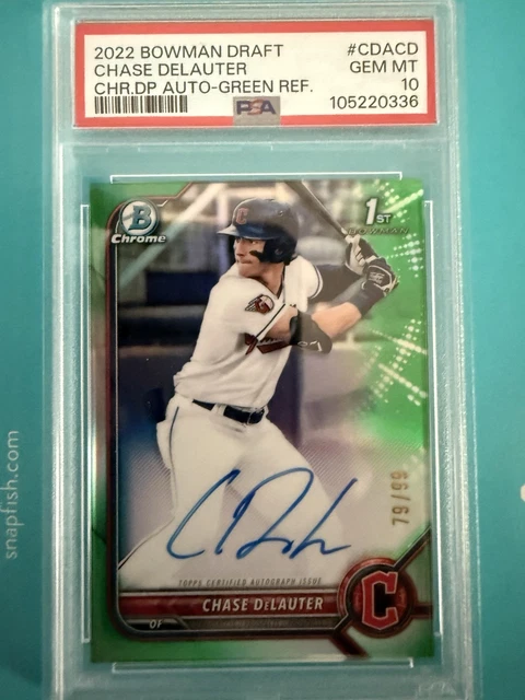 2022 Bowman Chrome Chase Delauter Green Auto # 79/99 PSA 10