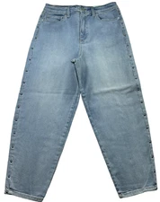 International Concepts Mom Jeans Womens size 8 Light Wash Denim Studded New