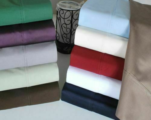 1000 TC Ultra Soft 100% Cotton Olympic Queen Size Sheet Set All Solid Colors - Afbeelding 1 van 28