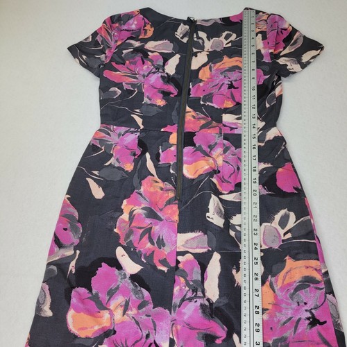 Banana Republic Womens Dress Size 4 Sheath Size 4 Gray Floral Knee Length K2 - Picture 10 of 11