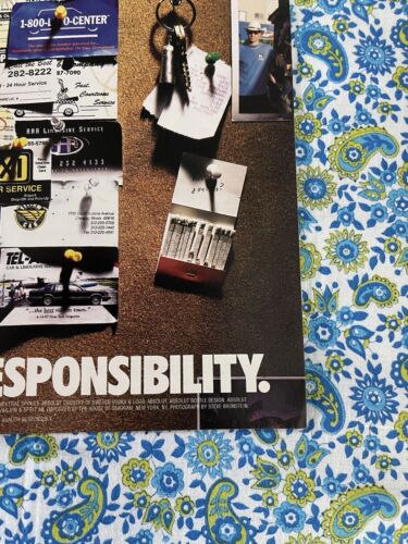 🔥🔥Vintage 1998 Absolut Vodka Print Ad Absolut Responsibility 🔥🔥 - Picture 2 of 7