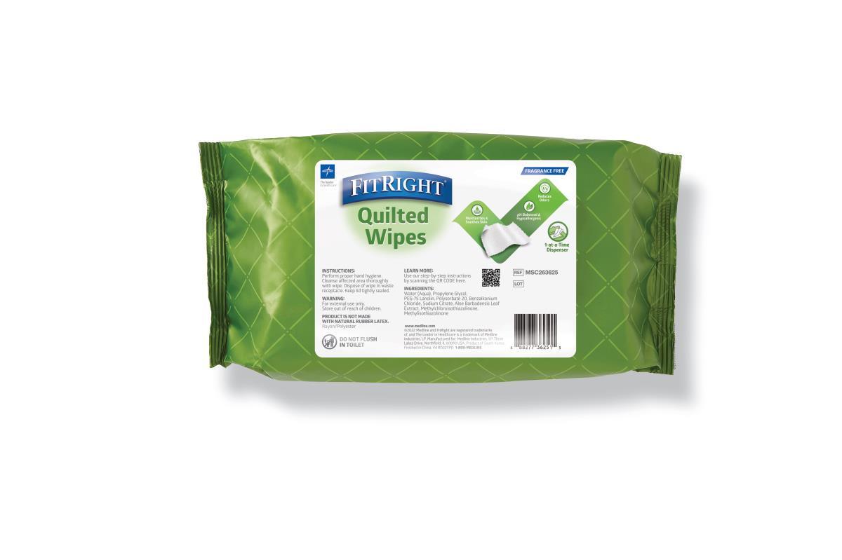 Medline FitRight Aloe Quilted Personal Cleansing Wipes eBay