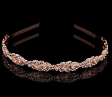 Women Rose Gold Wedding Leaf Crystal Hair Band Headband Hoop Tiara headpiece