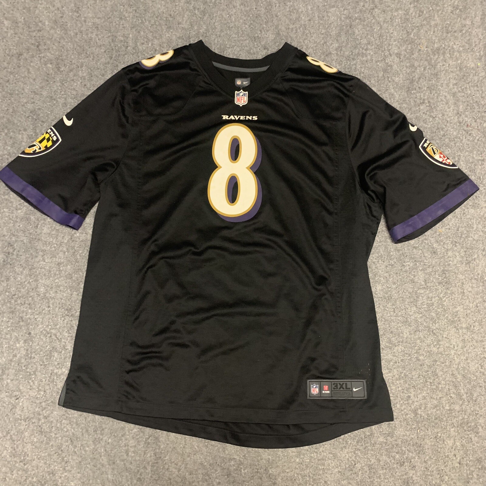 Lamar Jackson #8 Baltimore Ravens Men's On Field Jersey Black Size 3XL