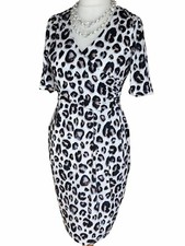 Kaleidoscope Animal Print Stretchy Faux Wrap Dress Uk12 NWT