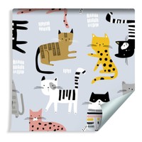 10M Vlies Tapete Rolle Kinderzimmer Tiere Katzen Natur Kugeln Linien Xxl 495