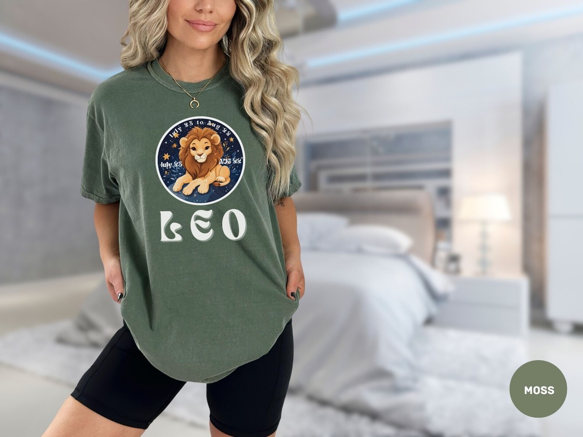 Leo Zodiac T-Shirt Comfort Colors 1717, Celestial Lion, Astrology