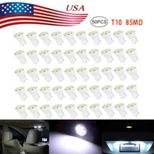 50x Super Bright White T10 8SMD LED Interior Light Bulbs W5W 194 158 168 2825