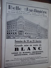 BELLE JARDINIERE la façade du grand magasin publicité papier ILLUSTRATION 1930