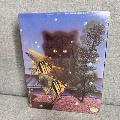 Angel by John Tierney Giant Poster Puzzle 550 pcs Black Cat Angel Fish Vintage