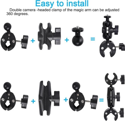 Motorcycle Mount kit for Insta360 One X5 X4 X3 X2 RS- Double Clamps Handlebar Ho - 第 3/6 張圖片